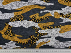 Strickstoff Camouflage angeraut, ocker