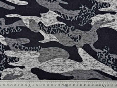 Strickstoff Camouflage angeraut, schwarz grau