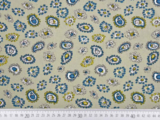 Blusenstoff Kreppstoff Paisley Muster, petrol taupe