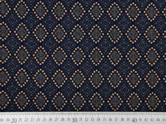 Viskose Jersey Rauten Inkamuster, schwarz ocker