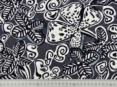 French Terry Sweat Viskose Blumen Afrika, grau