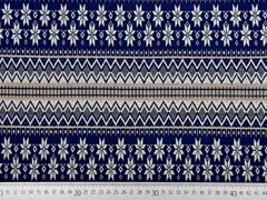 RESTST�CK 147 cm Strickstoff Norwegermuster, beige dunkelblau