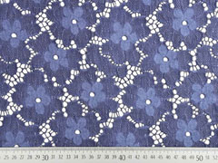 Spitze gro�e Blumen, jeansblau
