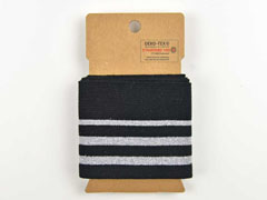 Fertigb�ndchen Glitzer Streifen,  silber schwarz