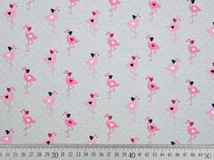 Jersey Flamingos Punkte Herzen, hellgrau