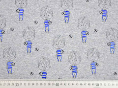 Jersey Fussballer Glitzerdruck, grau melange blau