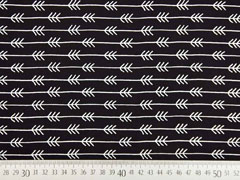 Baumwollstoff Streifen Pfeile, schwarz weiss