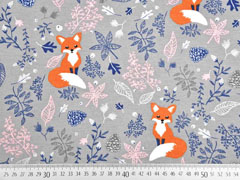 Dekostoff F�chse Bl�tter, grau