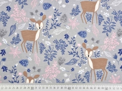 Dekostoff Rehe Bl�tter, grau