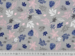 Dekostoff Bl�tter, grau