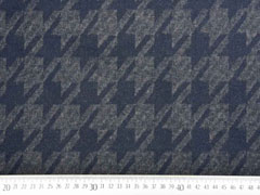 Jacquard Jersey angeraut Hahnentritt, dunkelblau melange