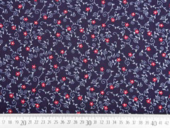 Baumwollstoff Blumenranken Trachtenlook, dunkelblau