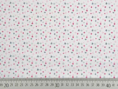 Baumwollstoff kleine Kreuze, altrosa auf wei�