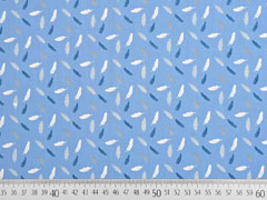 Baumwollstoff Federn, rauchblau