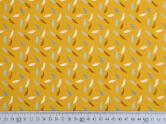 Baumwollstoff Federn, ocker