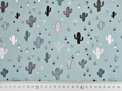 Baumwollstoff Kakteen Dreiecke, mint