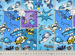Jersey Comic Einh�rner Raketen Hunde, blau