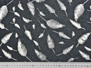 Jersey Federn Silber metallic, anthrazit melange