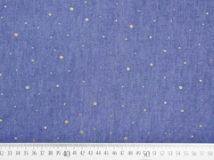 Jeansstoff goldene Glitzerpunkte, jeansblau