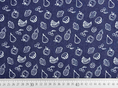 Stretchjeansstoff Fr�chten, dunkles jeansblau