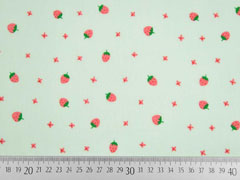 Voile Baumwolle Erdbeeren, hellgr�n