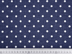 RESTST�CK 66 cm Voile Baumwollstoff wei�e Punkte, dunkelblau