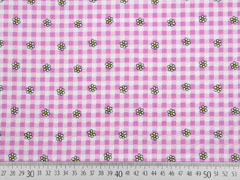 Baumwollstoff Blumen Karomuster, rosa flieder