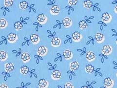 Baumwollstoff Bl�mchen Bl�tter, hellblau