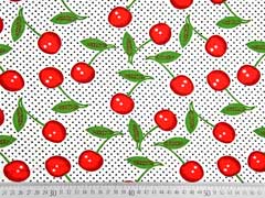 RESTST�CK 42 cm Viskosejersey Kirschen P�nktchen, rot wei�