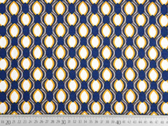 Viskosejersey Waben Tropfen, ocker grau