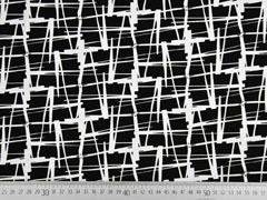 Viskosejersey grafisches Muster, wei� schwarz