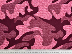 French Terry Sweat Viskose Camouflage, bordeauxrot