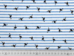 Jersey Streifen Flamingos angeraut, jeansblau meliert cremewei�
