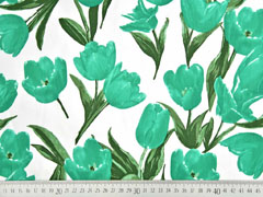 Baumwollsatin Tulpen, gr�n wei�