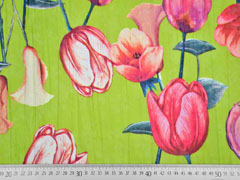Blusenstoff gro�e Tulpen Callas Crinkle, kiwigr�n