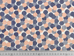 elastischer Blusenstoff gestreifte Punkte, aprikot dunkelblau wei�