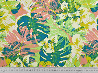 Viskose Leinen Blumen, altrosa gr�n