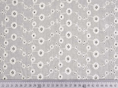 bestickte Baumwolle Batist Blumen und Ranken, creme