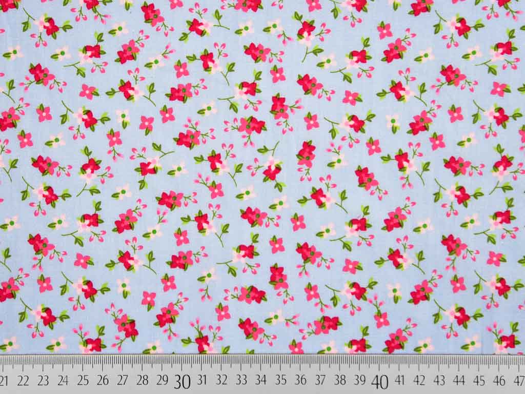 Baumwollstoff Bl�mchen, pink hellblau