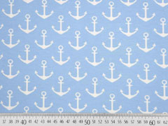 French Terry Sweat wei�er Anker, hellblau