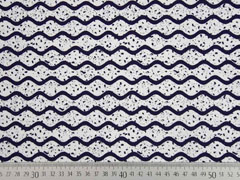 Dekostoff Wellen Farkkleckse, dunkelblau weiss