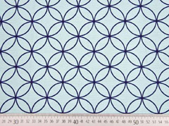 Dekostoff grafische Kreise Kringel, dunkelblau auf mint