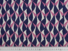 Dekostoff Leinenlook geometrisches Muster, beere dunkelblau natur