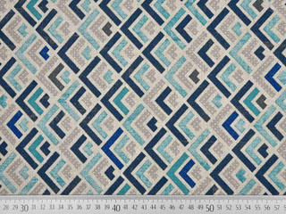 Dekostoff Leinenlook geometrisches Pfeilmuster Waben, gr�npetrol natur