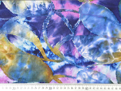 Jersey mit Struktur Batik Bl�tter, flieder dunkelblau