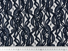 elastischer Spitzenstoff Blumen, navy