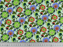 RESTST�CK 36 cm Baumwollstoff Blumen, khaki hellgr�n