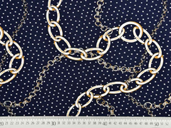 Viskosejersey Ketten Punkte, dunkelblau