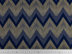 Viskosejersey Zickzack gepunktet, camel nachtblau