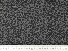 Punto di Roma Heavy Stretchjersey kleines Leomuster, schwarz grau